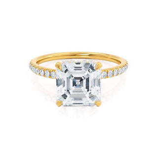 Chic 1.50ct asscher hidden halo moissanite ring front view
