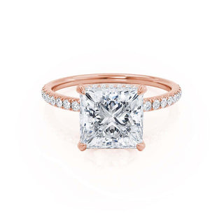 Exquisite 1.20ct princess hidden halo moissanite ring front view