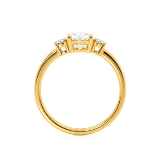 Vintage 1.75ct oval three stone moissanite ring side profile view