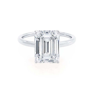 Classic 1.01ct emerald solitaire moissanite ring side profile view