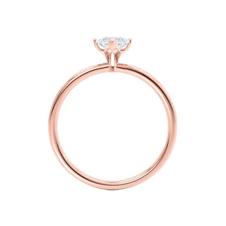Radiant 1.0ct marquise solitaire moissanite ring close up of the setting