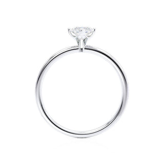 Radiant 1.0ct marquise solitaire moissanite ring side profile view