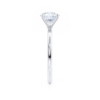 Lustrous 1.50ct oval solitaire moissanite ring shown on a finger