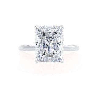 Bold 1.20ct radiant solitaire moissanite ring close up of the setting