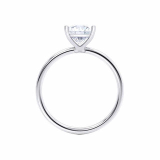 Delicate 1.80ct asscher solitaire moissanite ring side profile view