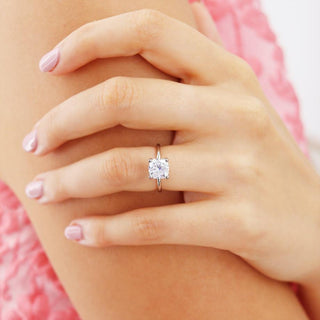 Radiant 2.0ct cushion solitaire moissanite ring top view