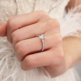 Brilliant 1.0ct marquise solitaire moissanite ring top view