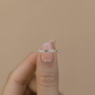 0.60ct Baguette And Round Half Eternity Moissanite Diamond Wedding Band