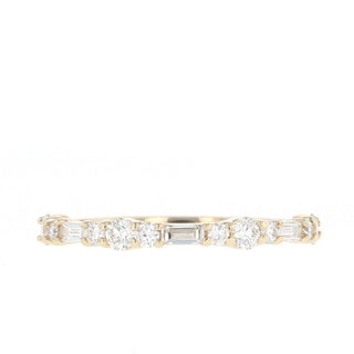 0.60ct Baguette And Round Half Eternity Moissanite Diamond Wedding Band