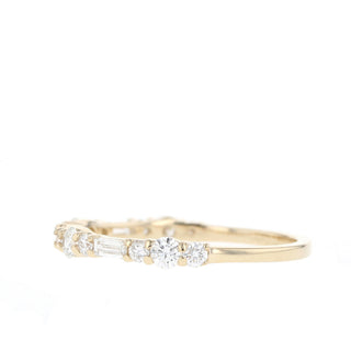 0.60ct Baguette And Round Half Eternity Moissanite Diamond Wedding Band