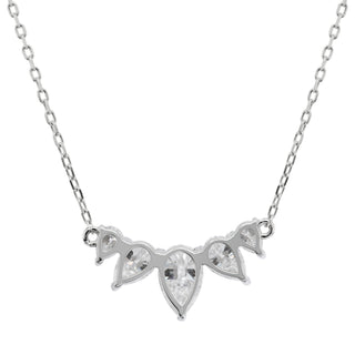 Five Stone Pear Shaped Diamond Moissanite Necklace For Women
