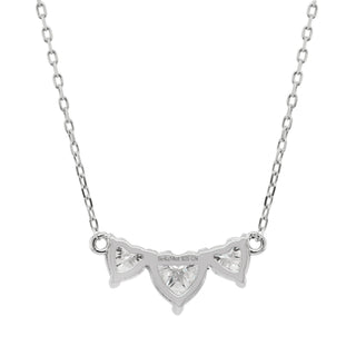 Three Stone Heart Shape Diamond Moissanite Necklace