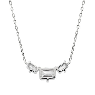Three Stone Emerald Cut Diamond Moissanite Necklace