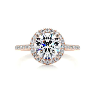 2.0ct Round Cut Halo Cathedral Pave Diamond Moissanite Engagement Ring