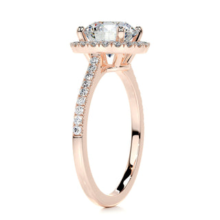 2.0ct Round Cut Halo Cathedral Pave Diamond Moissanite Engagement Ring