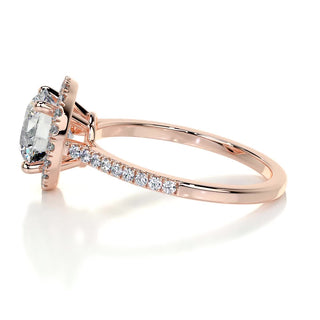 2.0ct Round Cut Halo Cathedral Pave Diamond Moissanite Engagement Ring