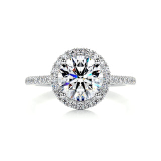 2.0ct Round Cut Halo Cathedral Pave Diamond Moissanite Engagement Ring