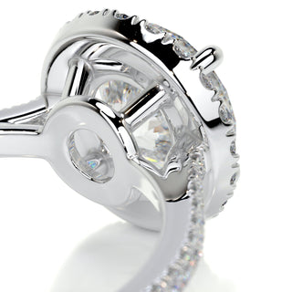 2.0ct Round Cut Halo Cathedral Pave Diamond Moissanite Engagement Ring