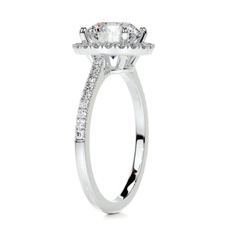 2.0ct Round Cut Halo Cathedral Pave Diamond Moissanite Engagement Ring