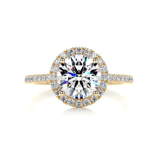 2.0ct Round Cut Halo Cathedral Pave Diamond Moissanite Engagement Ring