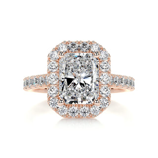 3.5ct Radiant Cut Halo Moissanite Diamond Engagement Ring