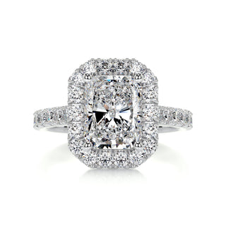 3.5ct Radiant Cut Halo Moissanite Diamond Engagement Ring
