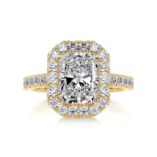 3.5ct Radiant Cut Halo Moissanite Diamond Engagement Ring