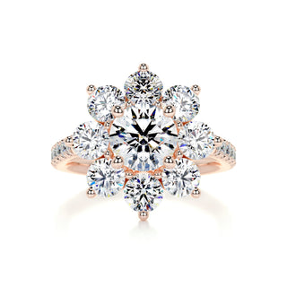 0.68ct Round Cut Flower Style Halo Setting Moissanite Engagement Ring