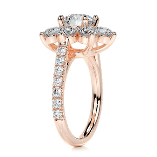 0.68ct Round Cut Flower Style Halo Setting Moissanite Engagement Ring