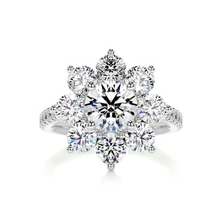 0.68ct Round Cut Flower Style Halo Setting Moissanite Engagement Ring