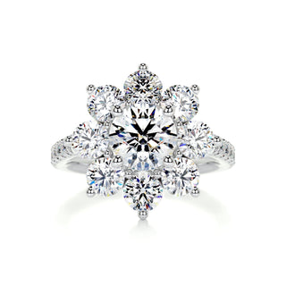 1.0ct Round Cut Cluster Halo Moissanite Diamond Engagement Ring