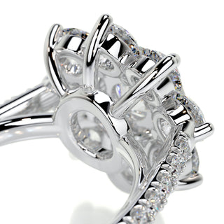 0.68ct Round Cut Flower Style Halo Setting Moissanite Engagement Ring