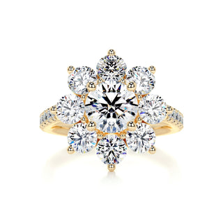 1.0ct Round Cut Cluster Halo Moissanite Diamond Engagement Ring