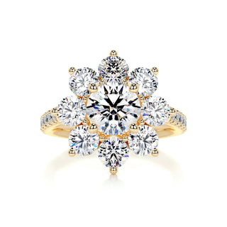 0.68ct Round Cut Flower Style Halo Setting Moissanite Engagement Ring