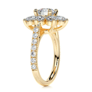 1.0ct Round Cut Cluster Halo Moissanite Diamond Engagement Ring
