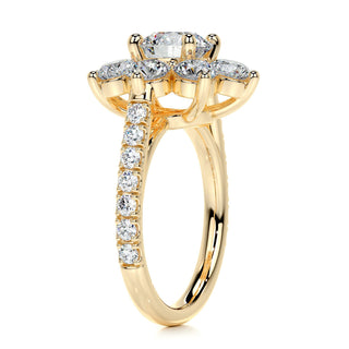 0.68ct Round Cut Flower Style Halo Setting Moissanite Engagement Ring