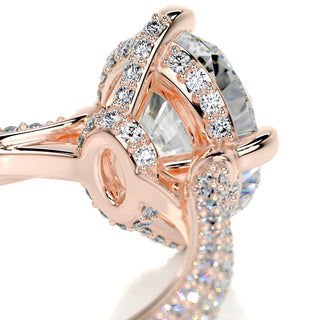 2.15ct Oval Cut Hidden Halo 3 Side Pave Diamond Moissanite Engagement Ring