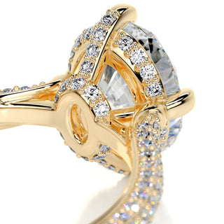2.15ct Oval Cut Hidden Halo 3 Side Pave Diamond Moissanite Engagement Ring
