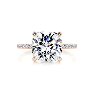 4.2ct Cushion Cut Pave Diamond Moissanite Engagement Ring
