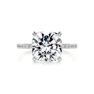 4.2ct Cushion Cut Pave Diamond Moissanite Engagement Ring