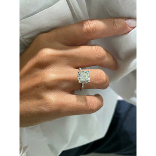 4.2ct Cushion Cut Pave Diamond Moissanite Engagement Ring
