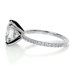 4.2ct Cushion Cut Pave Diamond Moissanite Engagement Ring