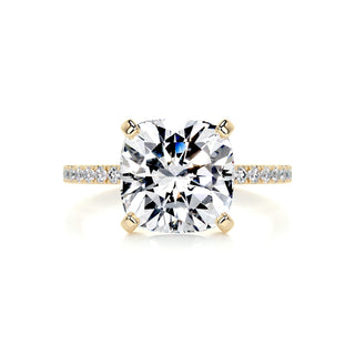 4.2ct Cushion Cut Pave Diamond Moissanite Engagement Ring