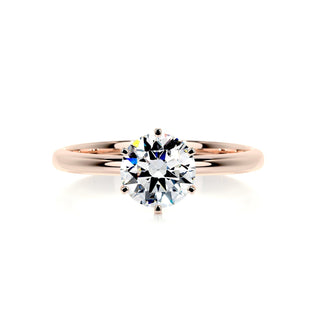Chic 1.0ct round solitaire moissanite ring front view