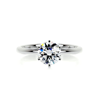 Luminous 1.0ct round solitaire moissanite ring top view