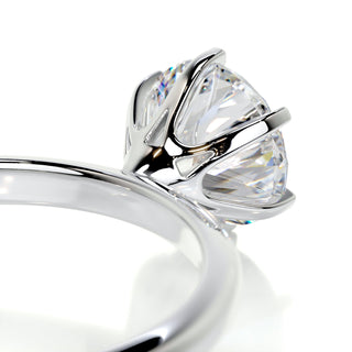 Luminous 1.0ct round solitaire moissanite ring three quarter angled view