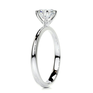 Luminous 1.0ct round solitaire moissanite ring detail view of the band