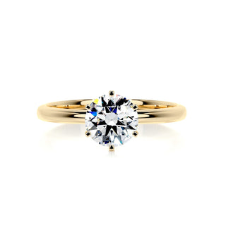 Luminous 1.0ct round solitaire moissanite ring overhead view