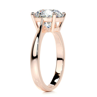 Graceful 2.5ct round solitaire moissanite ring side profile view