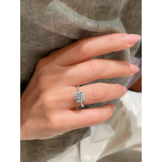 Graceful 2.5ct round solitaire moissanite ring three quarter angled view